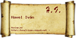 Havel Iván névjegykártya